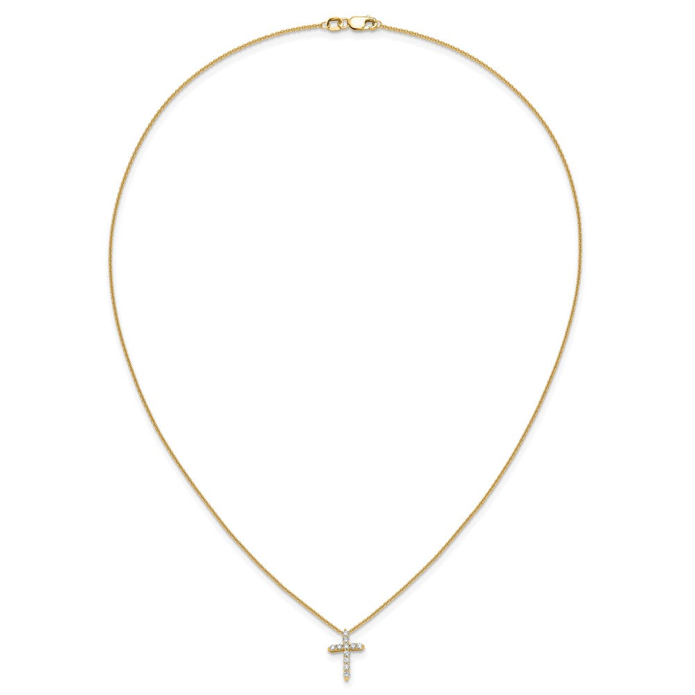 14K Gelbgold 0,25 ct. Laborgezüchteter Diamant VS/SI+ G+ 18 Zoll Kreuz-Anhänger-Halskette