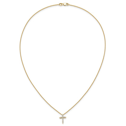 14K Gelbgold 0,25 ct. Laborgezüchteter Diamant VS/SI+ G+ 18 Zoll Kreuz-Anhänger-Halskette