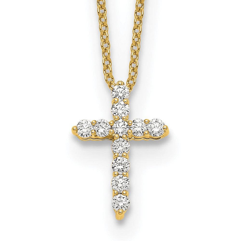 14K Gelbgold 0,25 ct. Laborgezüchteter Diamant VS/SI+ G+ 18 Zoll Kreuz-Anhänger-Halskette