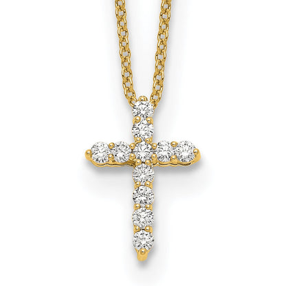 14K Gelbgold 0,25 ct. Laborgezüchteter Diamant VS/SI+ G+ 18 Zoll Kreuz-Anhänger-Halskette
