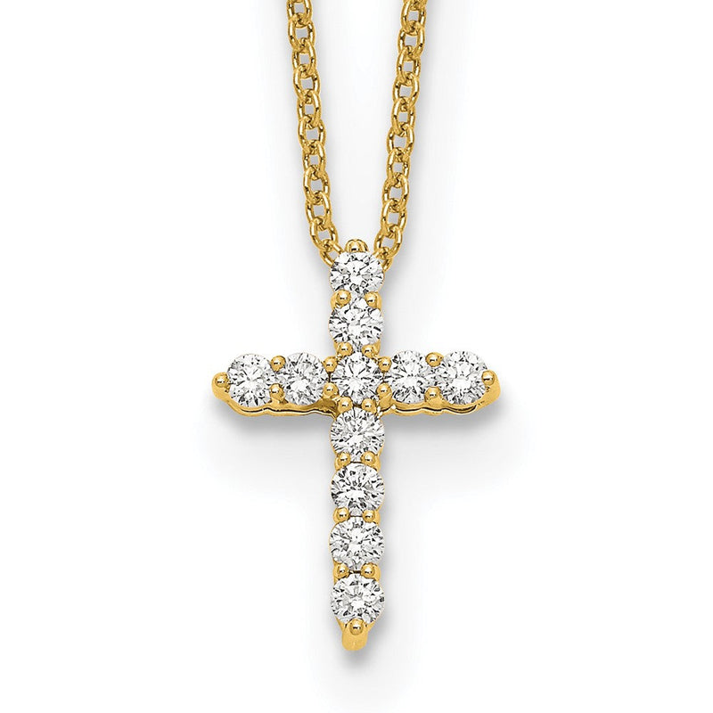14K Gelbgold 0,25 ct. Laborgezüchteter Diamant VS/SI+ G+ 18 Zoll Kreuz-Anhänger-Halskette