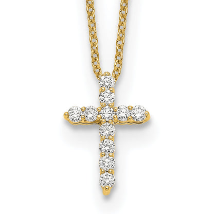 14K Gelbgold Echt Diamant Kreuz 18 Zoll Halskette