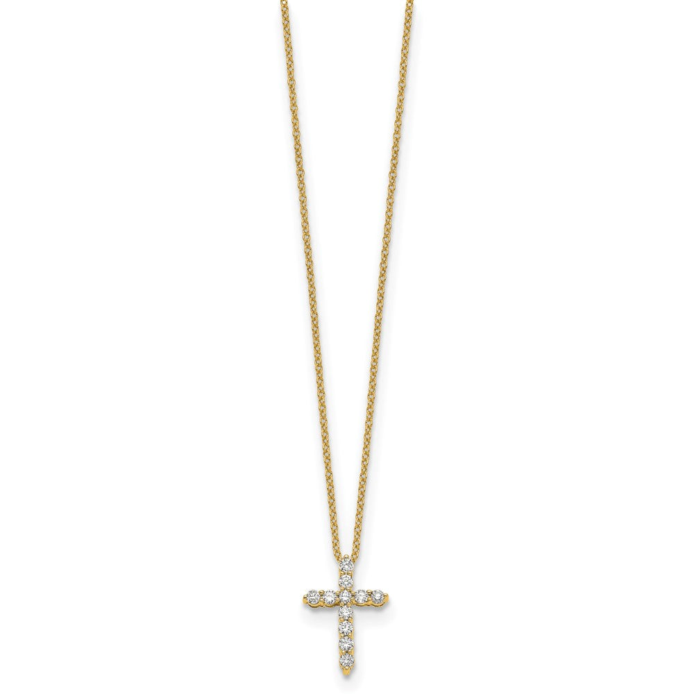 10K Gelbgold Diamant Kreuz 18 Zoll Halskette