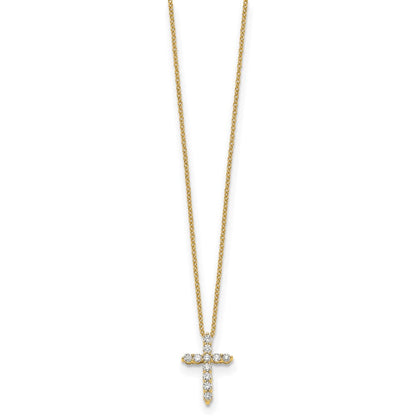 10K Gelbgold Diamant Kreuz 18 Zoll Halskette