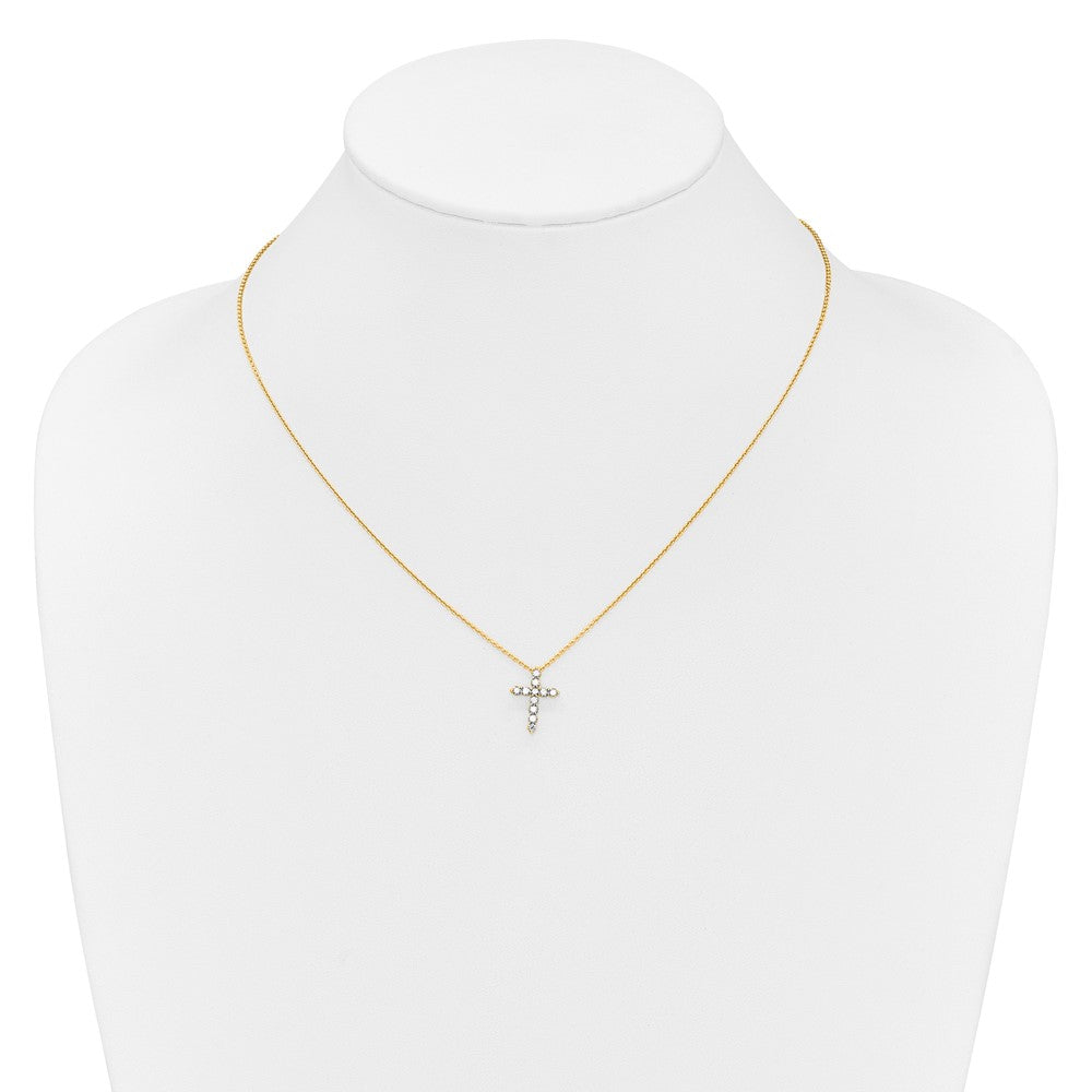 10K Gelbgold Diamant Kreuz 18 Zoll Halskette