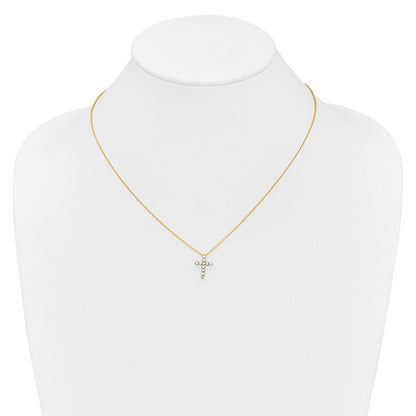 10K Gelbgold Diamant Kreuz 18 Zoll Halskette