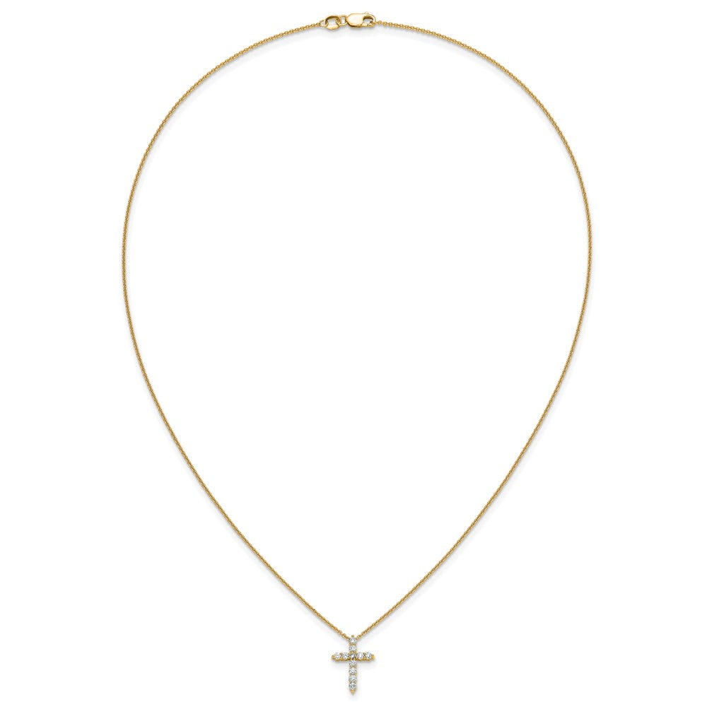 10K Gelbgold Diamant Kreuz 18 Zoll Halskette