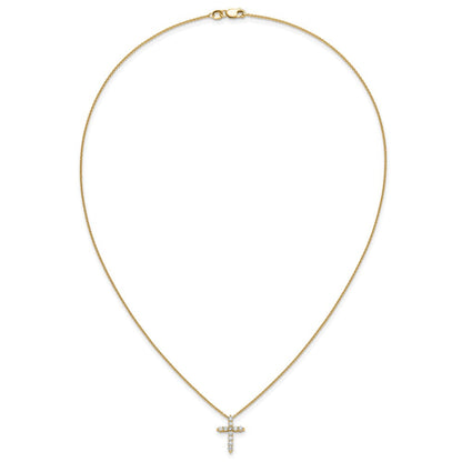 10K Gelbgold Diamant Kreuz 18 Zoll Halskette