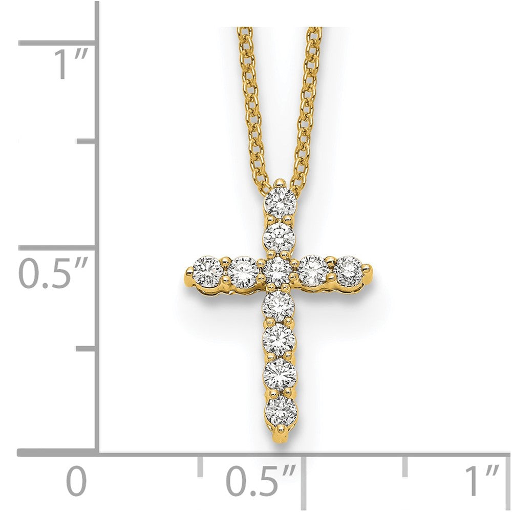 10K Gelbgold Diamant Kreuz 18 Zoll Halskette