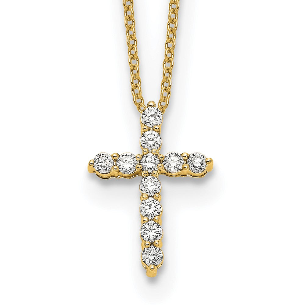 10K Gelbgold Diamant Kreuz 18 Zoll Halskette
