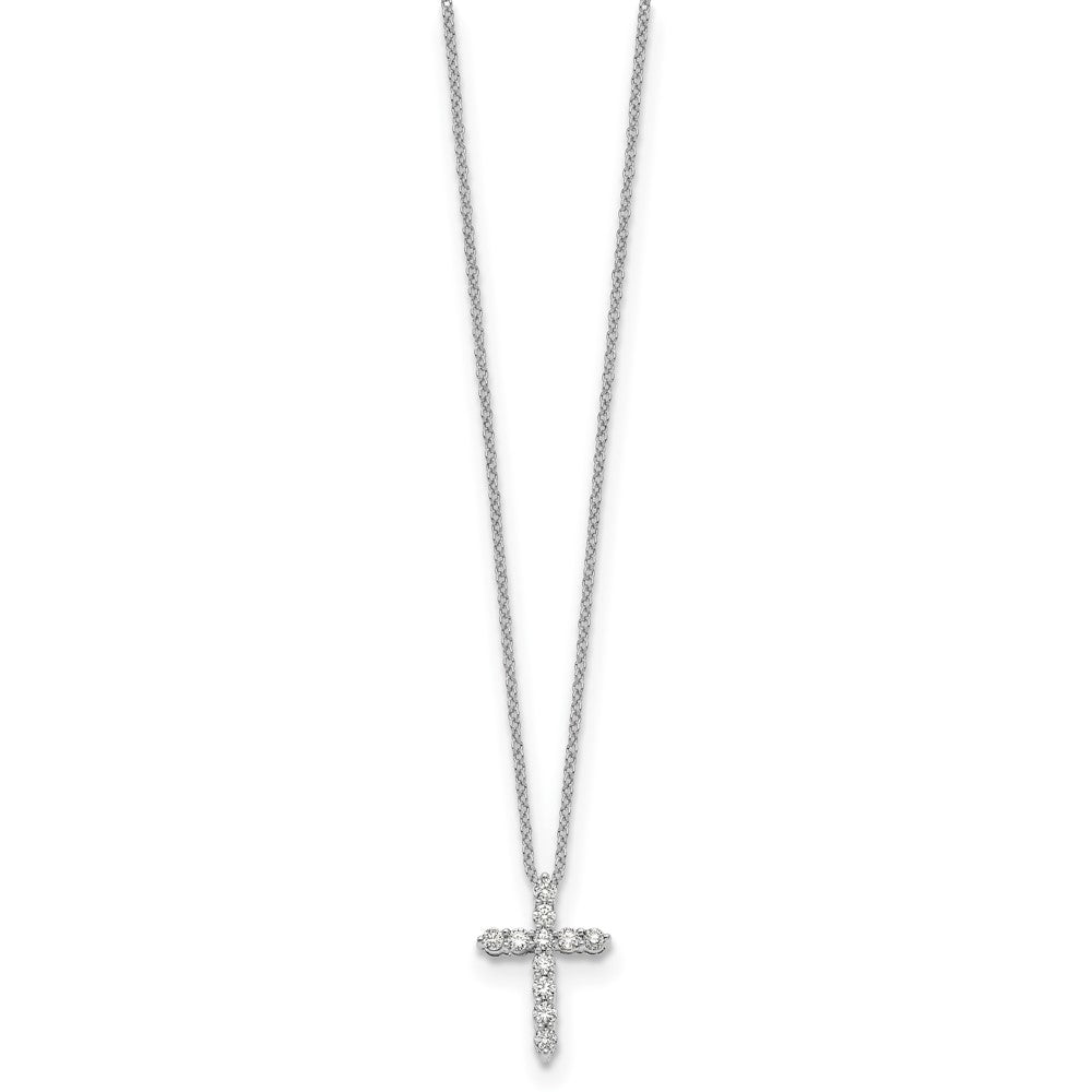 14K Weißgold Kreuzanhänger mit echten Diamanten
