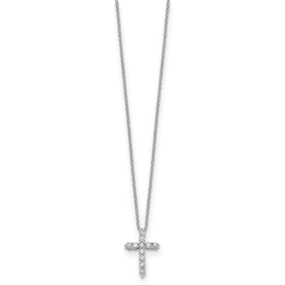 14K Weißgold Kreuzanhänger mit echten Diamanten
