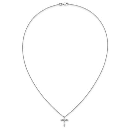 14K Weißgold Kreuzanhänger mit echten Diamanten