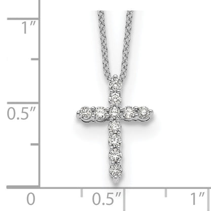 14K Weißgold Kreuzanhänger mit echten Diamanten