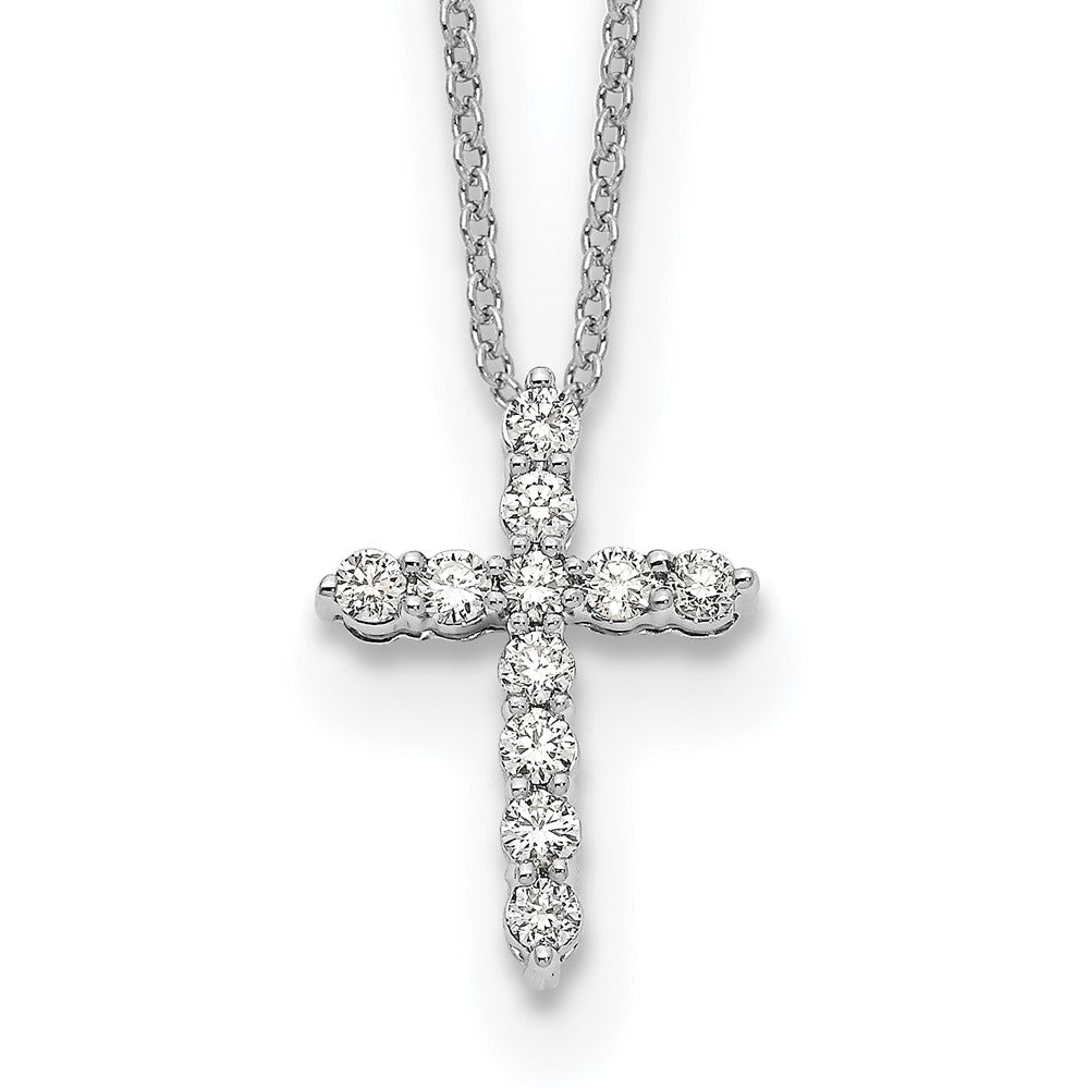 14K Weißgold Kreuzanhänger mit echten Diamanten
