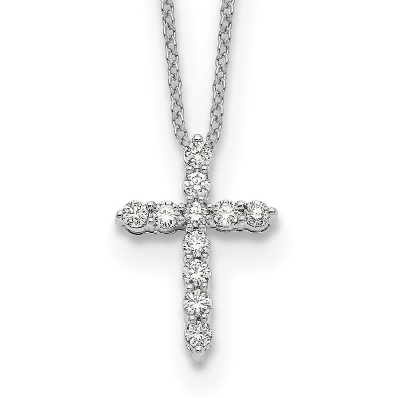14K Weißgold Kreuzanhänger mit echten Diamanten