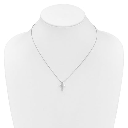 10K Weißgold Diamant Kreuz 18 Zoll Halskette