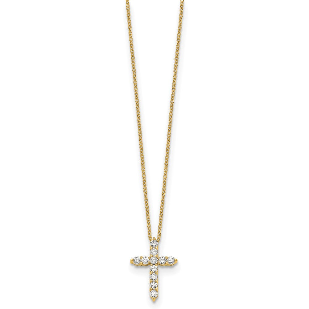 10K Gelbgold Diamant Kreuz 18 Zoll Halskette