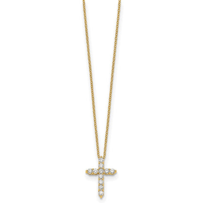 10K Gelbgold Diamant Kreuz 18 Zoll Halskette