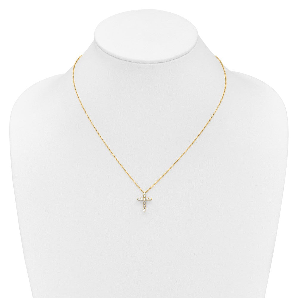 10K Gelbgold Diamant Kreuz 18 Zoll Halskette