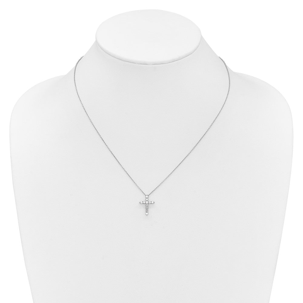 14K Weißgold Echt Diamant Kreuz 18 Zoll Halskette