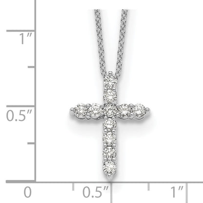 14K Weißgold Echt Diamant Kreuz 18 Zoll Halskette