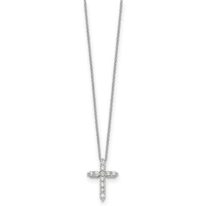 14K Weißgold Kreuzanhänger mit echten Diamanten