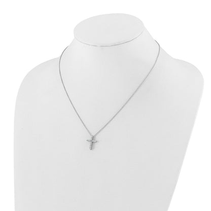 14K Weißgold Kreuzanhänger mit echten Diamanten