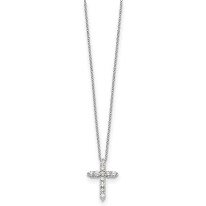 14 K Weißgold Kreuz-Anhänger-Halskette mit 0,5 ct. Labor gezüchteten Diamanten VS/SI+ G+, 18 Zoll
