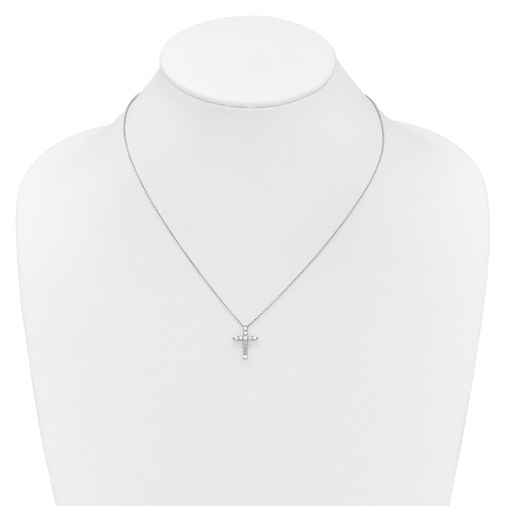 14 K Weißgold Kreuz-Anhänger-Halskette mit 0,5 ct. Labor gezüchteten Diamanten VS/SI+ G+, 18 Zoll