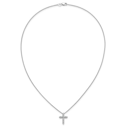14 K Weißgold Kreuz-Anhänger-Halskette mit 0,5 ct. Labor gezüchteten Diamanten VS/SI+ G+, 18 Zoll