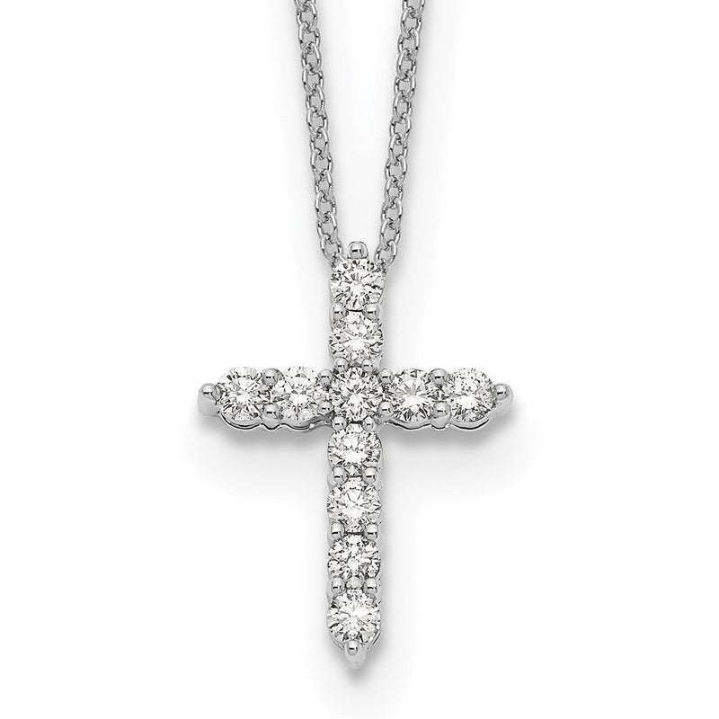 14 K Weißgold Kreuz-Anhänger-Halskette mit 0,5 ct. Labor gezüchteten Diamanten VS/SI+ G+, 18 Zoll