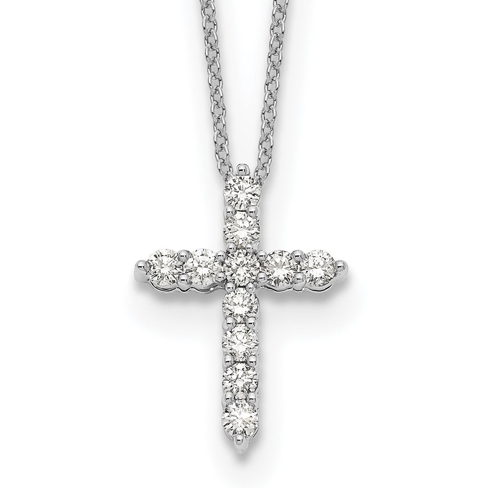14K Weißgold Kreuzanhänger mit echten Diamanten