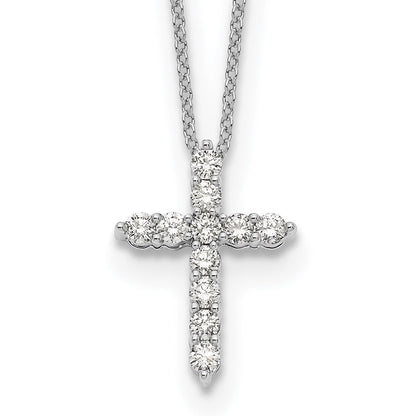 14K Weißgold Kreuzanhänger mit echten Diamanten