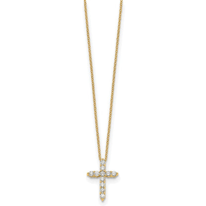 14K Gelbgold Echt Diamant Kreuz 18 Zoll Halskette