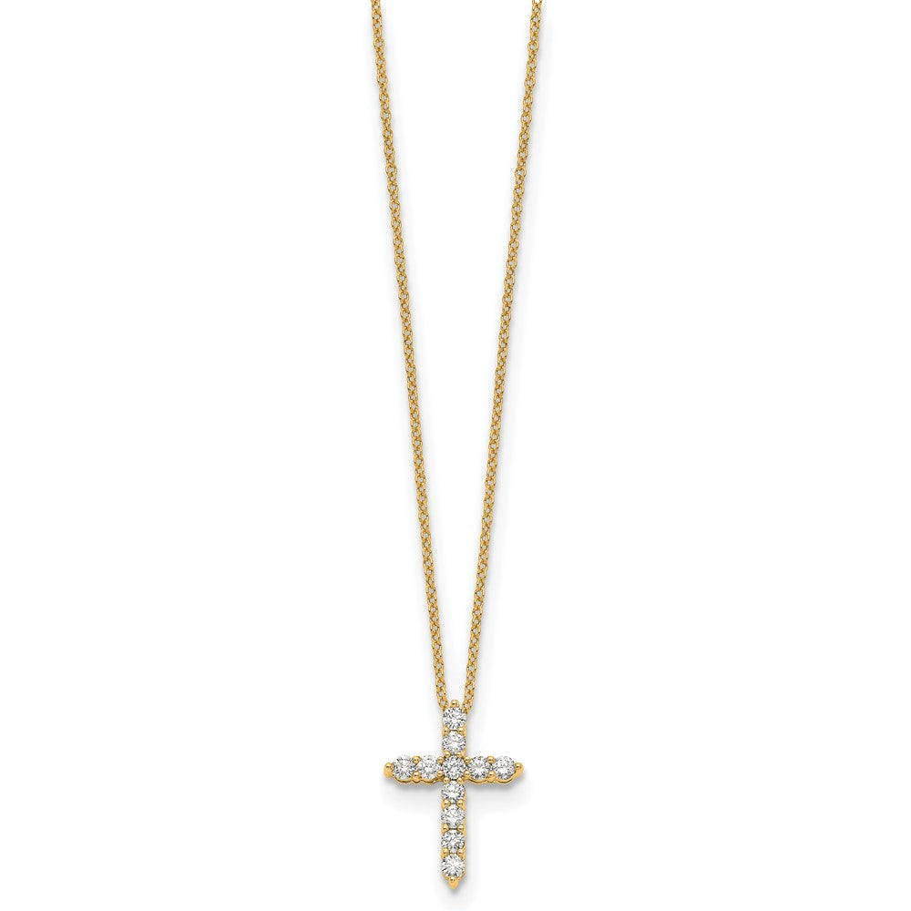 14K Gelbgold 0,5 ct. Laborgezüchteter Diamant VS/SI+ G+ 18 Zoll Kreuzanhänger-Halskette