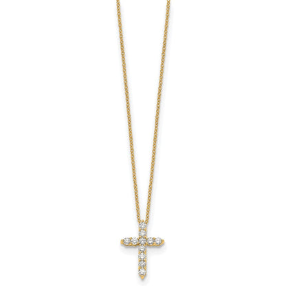 14K Gelbgold 0,5 ct. Laborgezüchteter Diamant VS/SI+ G+ 18 Zoll Kreuzanhänger-Halskette
