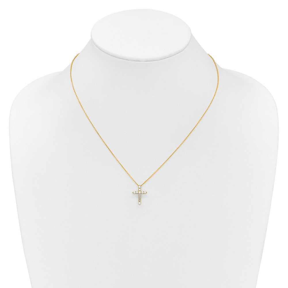 14K Gelbgold 0,5 ct. Laborgezüchteter Diamant VS/SI+ G+ 18 Zoll Kreuzanhänger-Halskette