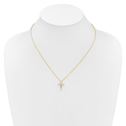 14K Gelbgold 0,5 ct. Laborgezüchteter Diamant VS/SI+ G+ 18 Zoll Kreuzanhänger-Halskette