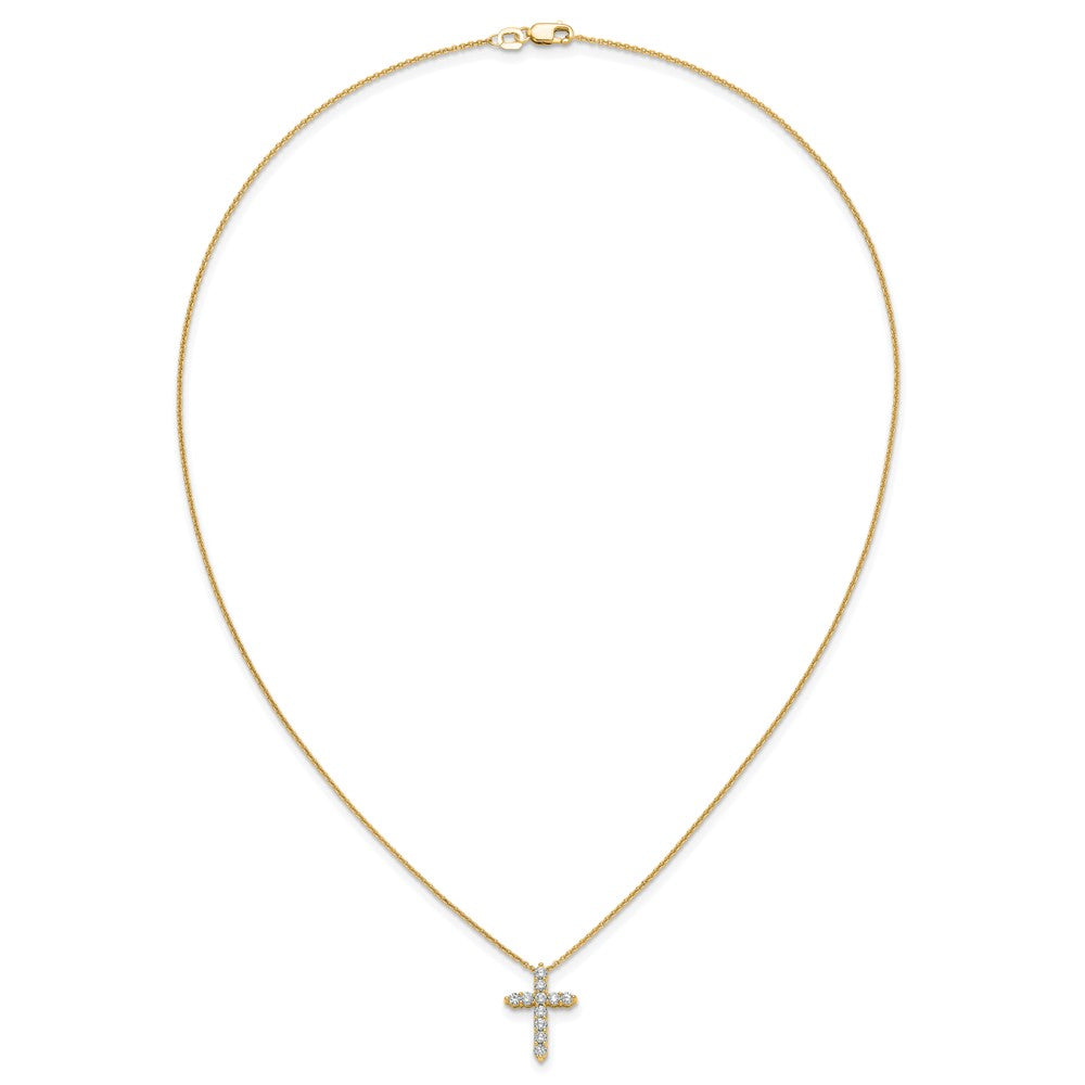 14K Gelbgold 0,5 ct. Laborgezüchteter Diamant VS/SI+ G+ 18 Zoll Kreuzanhänger-Halskette