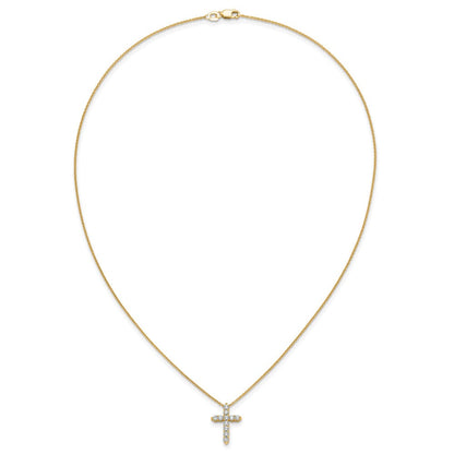 14K Gelbgold 0,5 ct. Laborgezüchteter Diamant VS/SI+ G+ 18 Zoll Kreuzanhänger-Halskette