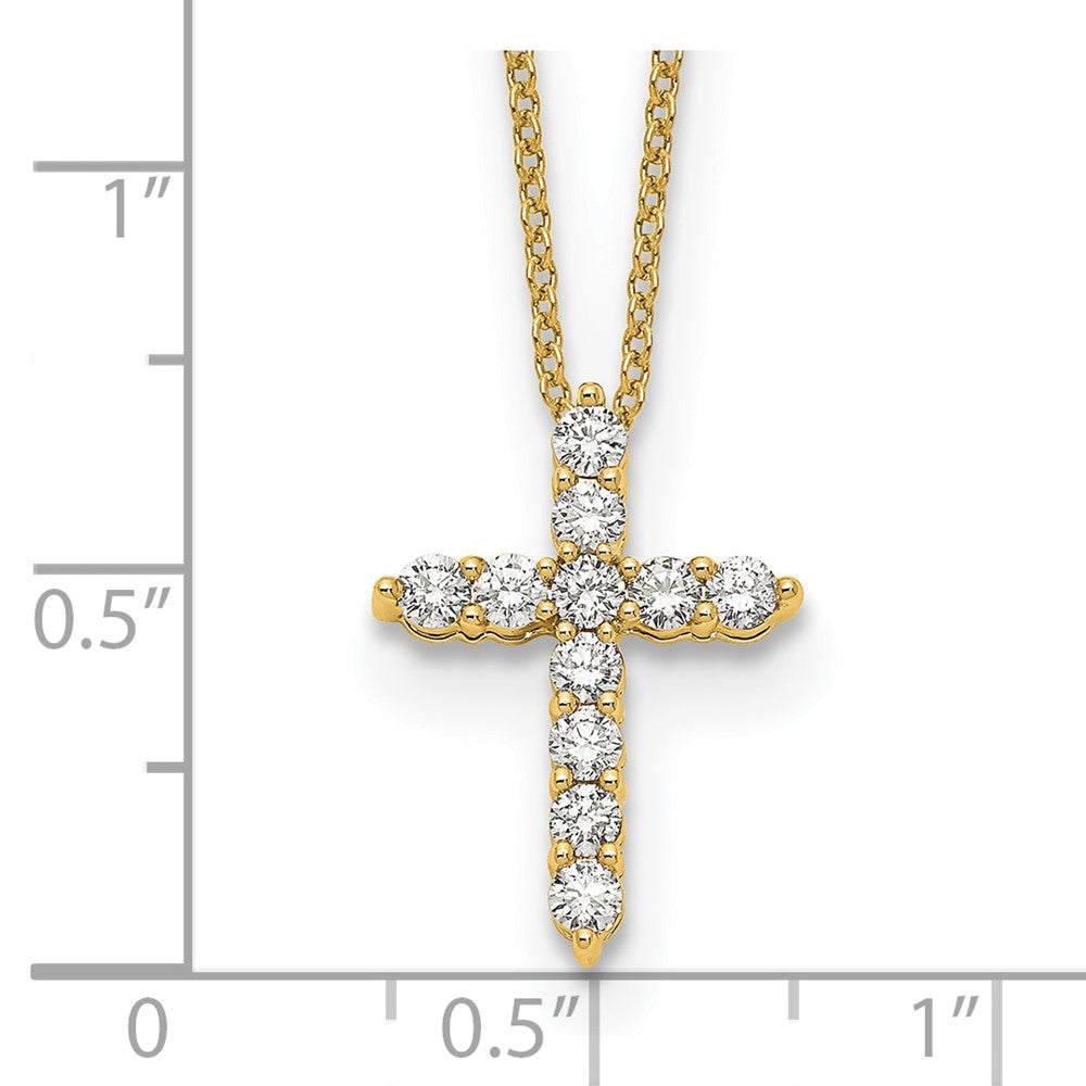 14K Gelbgold 0,5 ct. Laborgezüchteter Diamant VS/SI+ G+ 18 Zoll Kreuzanhänger-Halskette