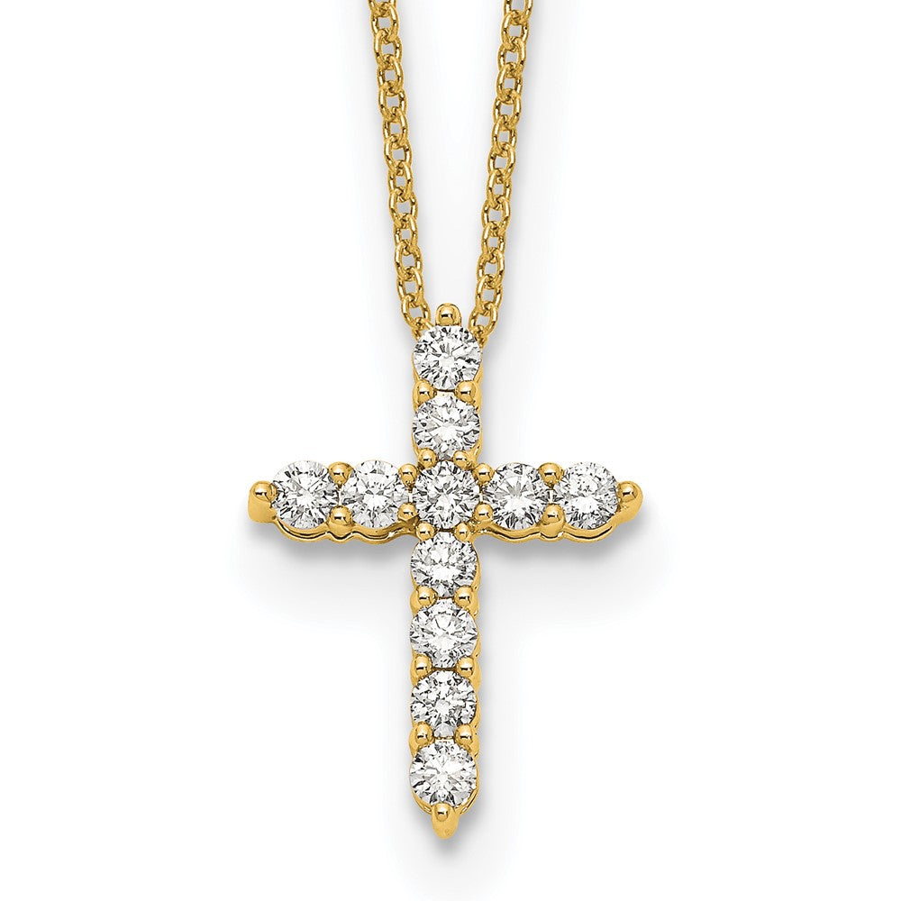 14K Gelbgold 0,5 ct. Laborgezüchteter Diamant VS/SI+ G+ 18 Zoll Kreuzanhänger-Halskette