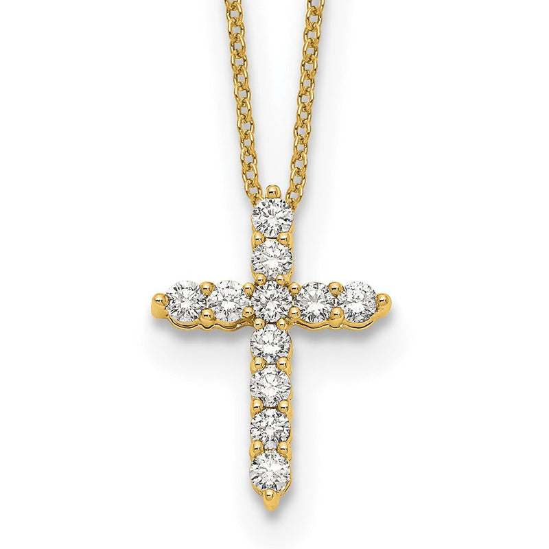 14K Gelbgold True Origin 1/2 Karat Im Labor Gezüchtet Diamant Vs Def 18 Zoll Kreuz Anhänger Halskette