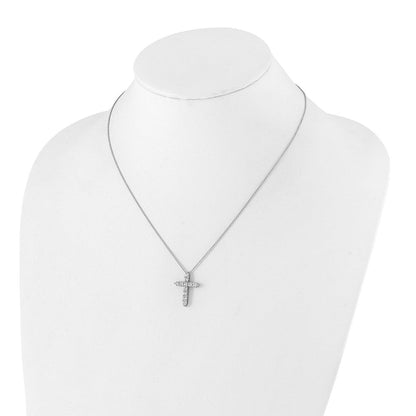 14K Weißgold Kreuzanhänger mit echten Diamanten
