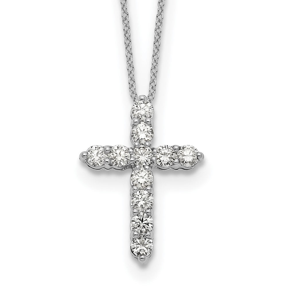 14K Weißgold Kreuzanhänger mit echten Diamanten