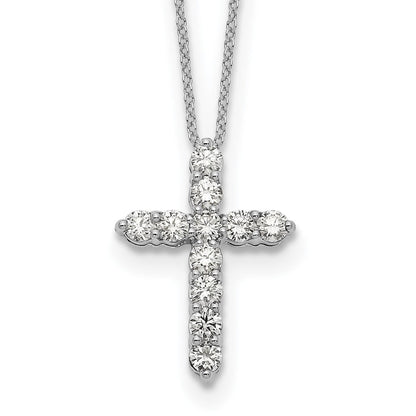14K Weißgold Kreuzanhänger mit echten Diamanten