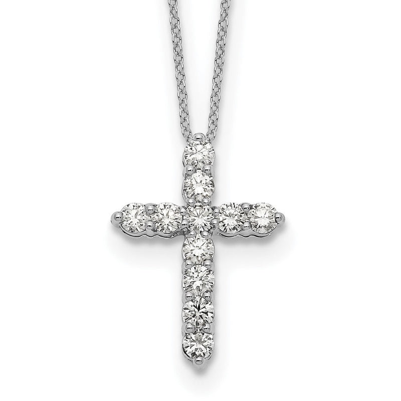 14K Weißgold Kreuzanhänger mit echten Diamanten