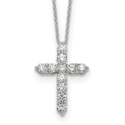 14K Weißgold Echt Diamant Kreuz 18 Zoll Halskette