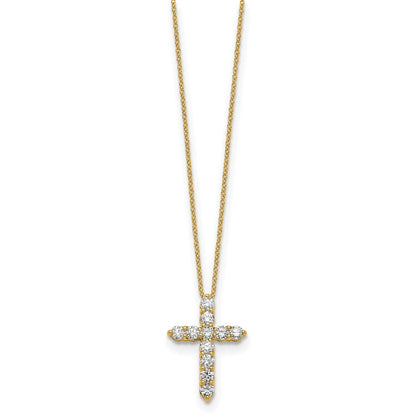 14K Gelbgold Echt Diamant Kreuz 18 Zoll Halskette